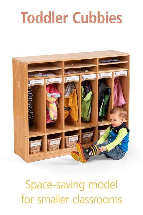 A compact model for smaller spaces, these space-saving Toddler Cubbies are built from solid hardwood and include built-in labeling and mail slots to keep your classroom welcoming and organized. Cubby Diy, Preschool Cubbies, Classroom Cubbies, Community Playthings, Mail Slots, Toddler Teacher, Classroom Welcome, Mail Slot, Preschool Classroom