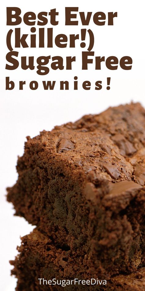 Sugar Free Chocolate Brownies, Sugar Free Cookie Recipes, Sugar Free Cake Recipes, Sugar Free Desserts Easy, Splenda Recipes, Stevia Recipes, Sugar Free Brownies, Sugar Free Snacks, Low Sugar Desserts