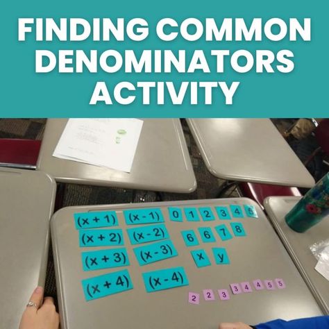 Do your students struggle finding common denominators when adding and subtracting rational expressions? I created this finding common denominators activity a Algebra 2 Projects, Finding Common Denominators, Algebra 2 Activities, Algebra 2 Worksheets, Rational Function, Rational Expressions, Teaching Algebra, Algebra 2, Teacher Friends