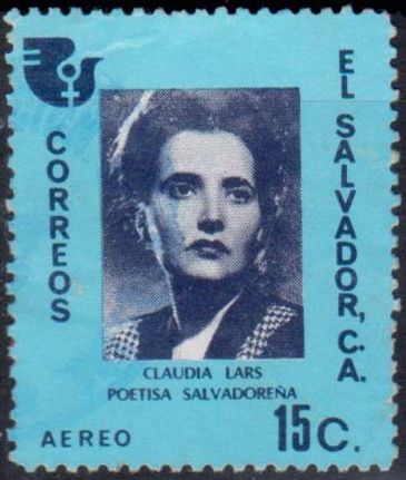 El Salvador - International Women's Year (1975) on stamps theme. Claudia Lars, Salvadorian Poet. Claudia Lars, Central American, Central America, Salvador, Stamp, Baseball Cards, History, Book Cover