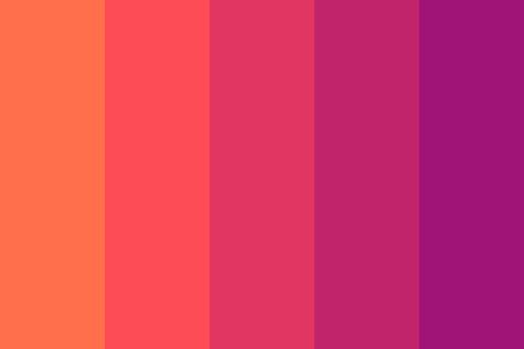 Purple and Orange Sunset Color Palette Fuschia Orange Color Palette, Pink And Orange Colour Scheme, Purple And Orange Mood Board, Red Pink And Orange Color Palette, Pink Purple Blue Orange Color Palette, Orange Pink Purple Color Palette, Orange And Red Palette, Orange And Purple Decor, Bright Orange Palette