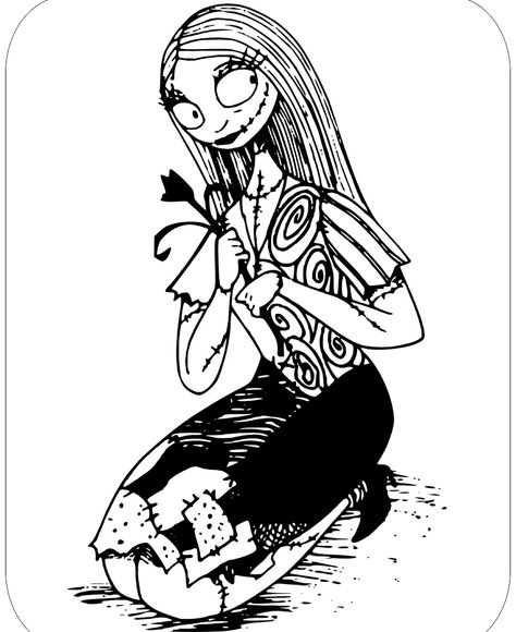 Sally Tattoo Tim Burton, Sally Coloring Pages, Halloween Coloring Pictures, Nightmare Before Christmas Tattoo, Halloween Symbols, Christmas Coloring Sheets, Sally Nightmare, Sally Nightmare Before Christmas, Pumpkin Coloring Pages