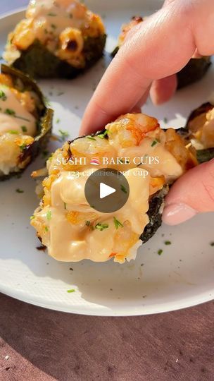 Baked Sushi Cups, Sushi Bites, Sushi Cups, Baked Sushi, Shrimp Sushi, Seafood Sushi, Sushi Bake, Easy Sushi, Raw Fish