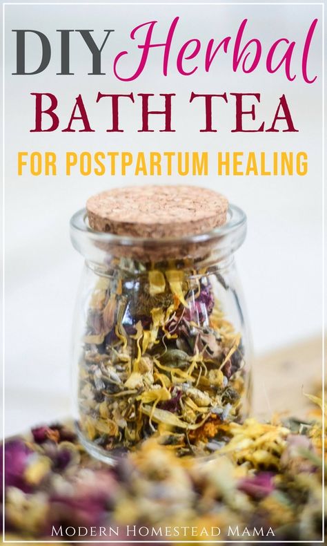 DIY Herbal Bath Tea For Postpartum Healing - Modern Homestead Mama Tea Baths, Cycle Awareness, Healing Postpartum, Bath Magic, Bath Tea Recipe, Postpartum Healing, Herbal Bath Tea, Tub Tea, Homesteading Ideas