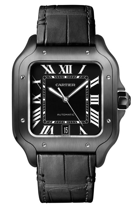 2020 Santos de Cartier ADLC Black - 3 Couple Watch, Cartier Panthere, Cartier Santos, Automatic Watches For Men, Blue Watches, Cartier Watch, Fashion Couple, Men's Watches, Steel Watch