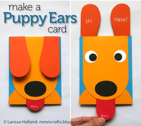 mmmcrafts: make a Puppy Ears card (Craft Camp) Puppy Ears, Anniversaire Diy, Homemade Birthday, Homemade Birthday Cards, Seni Origami, Kids Birthday Cards, Construction Paper, Birthday Cards Diy, E Card