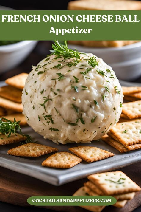 This easy French Onion Cheese Ball is perfect for easy to make holiday appetizers. Onion soup mix ramps up the flavor of this savory appetizer ideal for game day food, Christmas party appetizers, drinks party appetizers or anytime you want an easy fancy savory appetizer. Awesome Appetizers Appetizer Ideas, Unique Easy Appetizers, Delish Recipes Appetizers, Appetizers That Go With Soup, Best Party Appetizers Finger Foods, Savory Holiday Appetizers, Ordurves Appetizers Ideas, Savory Dips For Parties, Horderves Appetizers Easy