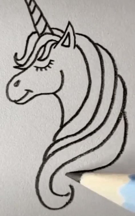 Horse Easy Drawing, Hur Man Ritar Blommor, Drawing Tutorials Step By Step, Drawing Horse, Easy Pencil Drawings, Sharpie Drawings, Easy Disney Drawings, Unicorn Drawing, Pencil Sketch Drawing