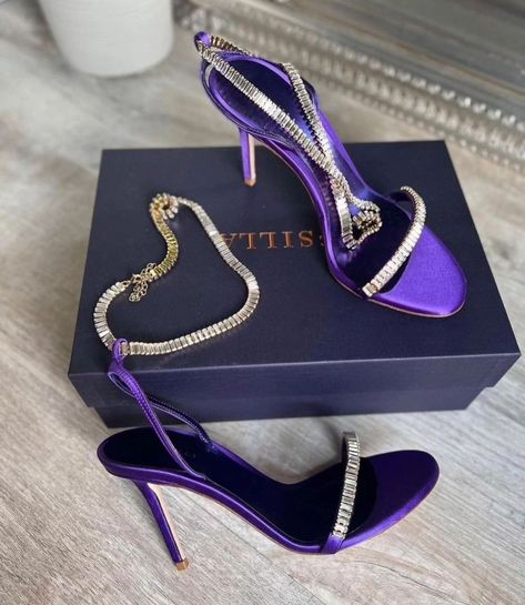 Heels/pumps/violet Pretty Heels, Purple Heels, Fashion Shoes Heels, Cute Shoes Heels, Shoes Heels Classy, Lace Up High Heels, Shoes Outfit Fashion, Crystal Shoes, Fancy Shoes