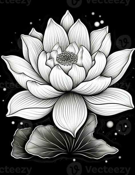 AI Generative black and white lotus flower Lotus Flower Black And White, Black And White Lotus Flower, Snow Lotus, Lotus Flower Pictures, White Lotus Flower, Lotus Art, White Lotus, Flower Pictures, Vector Background