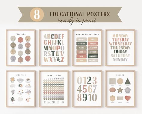 Montessori Posters, Toddler Playroom Decor, Preschool Supplies, Calm Corner, Emotion Chart, Homeschooling Tips, Montessori Bedroom, Counting To 100, Homeschool Decor