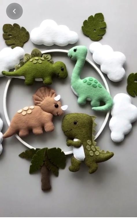 Dinosaur Mobile Diy, Felt Dinosaur Mobile, Felt Dinosaur Pattern Free, Felt Animal Patterns Free Printables, Felt Dinosaur Pattern, Sew Dinosaur, Felt Dinosaur, Diy Baby Mobile, Felt Animal Patterns