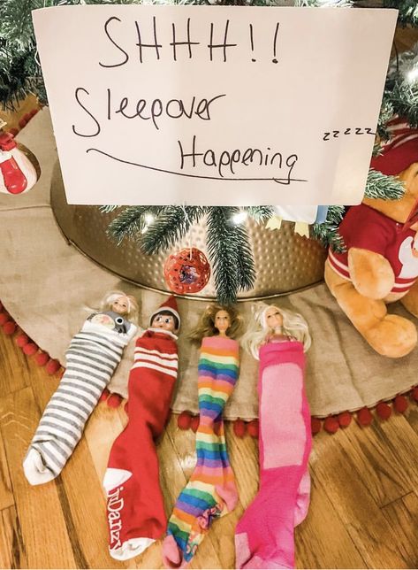 Elf On The Shelf Sleepover, Elf On Shelf Funny, Elf Ideas Easy, Awesome Elf On The Shelf Ideas, Elf Magic, Elf Activities, Xmas Elf, Elf Antics, Elf Fun