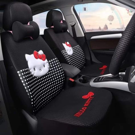 Car Necessities, Cartoon Hello Kitty, Hello Kitty Cute, Hello Kitty Car, Girl Car, Charmmy Kitty, Hello Kitty Themes, Pusheen Cat, Cartoon Car