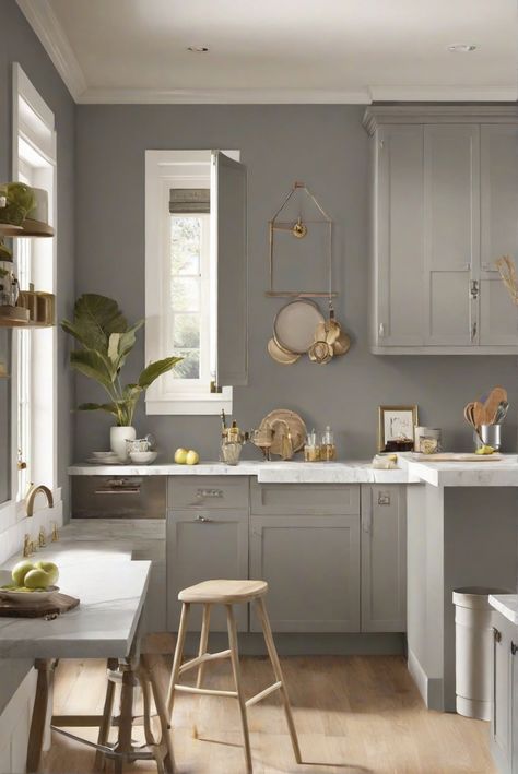 home decorating,interior bedroom design,designers kitchen,primer paint for walls Light Gray Kitchen Walls, Gray Kitchen Paint, Garret Gray, Gray Kitchen Walls, Light Gray Kitchen, Best Kitchen Wall Colors, Cafe Bar Interior, Grey Painted Kitchen, Kitchen Moodboard