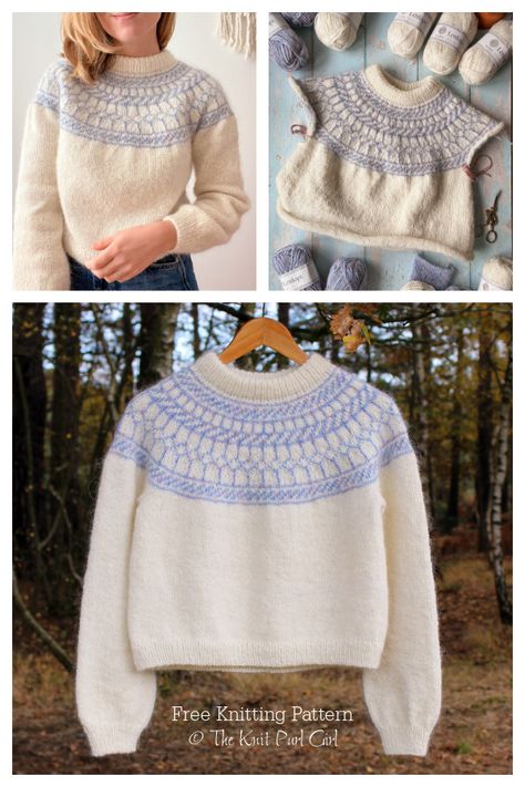 Easy Colorwork Sweater, Top Down Jumper Knitting Pattern, Whale Sweater Knitting Pattern, Free Sweater Patterns Knit, Worsted Knitting Patterns, Knit Collar Sweater, Top Down Fair Isle Sweater Pattern, Colorwork Sweater Knitting Pattern Free, Knit Fair Isle Sweater Pattern Free