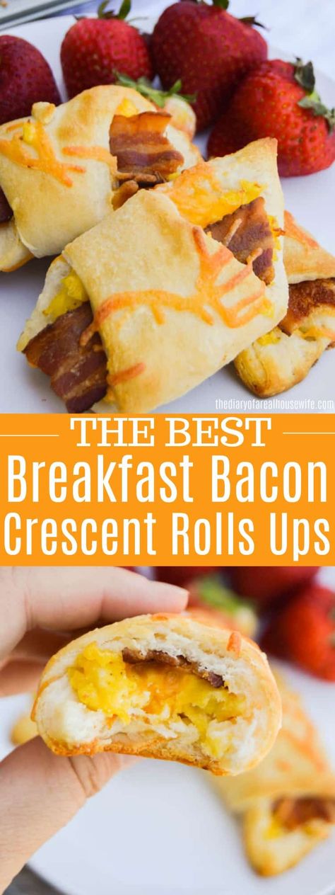 Bacon Crescent Rolls, Healthy Bacon Recipes, Bacon Recipes Breakfast, Bacon Dinner, Breakfast Sliders, Biscuit Ideas, Brunch Foods, Breakfast Bacon, Pillsbury Crescent