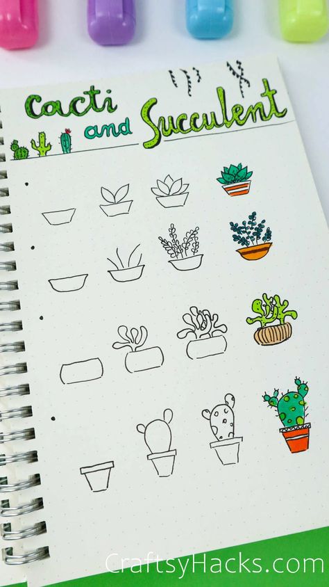 Unique Drawing Ideas, Succulent Doodle, Cactus Doodle, Blooming Succulents, Cactus Illustration, Doodle Ideas, Cute Drawing, Prickly Pear Cactus, Unique Drawings