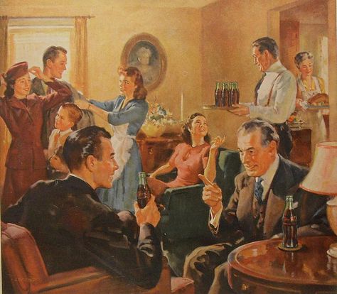 1940s COCA COLA Thanksgiving vintage illustration family advertisement by Christian Montone, via Flickr Thanksgiving Ads, Coca Cola Ad, Vintage Housewife, Thanksgiving Images, Art Of Manliness, Thanksgiving Art, Vintage Thanksgiving, Coca Cola Vintage, Vintage Life