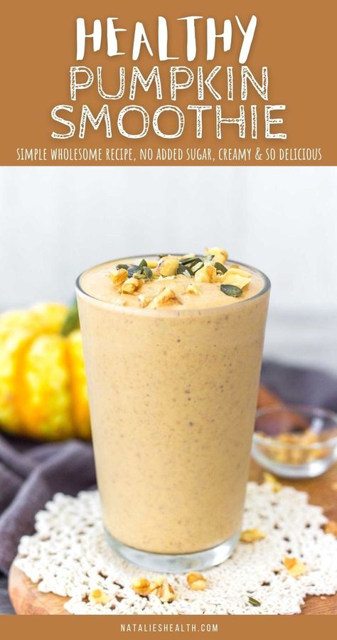 Thick, creamy, and full of seasonal flavors, this Pumpkin Smoothie is such a treat perfect for mornings. It's loaded with beautiful pumpkin puree, walnuts, and spices and doesn't have added sugars. ------ #pumpkin #pumpkinpuree #pumpkinpiespice #pumpkinspice #pumpkinsmoothie #smoothie #smoothierecipe #healthysmoothie #breakfast #healthybreakfast #brekfastideas Pumpkin Spice Smoothie Healthy, Pumpkin Smoothie Healthy, Pumpkin Shake, Pie Milkshake, Pumpkin Smoothie Recipe, Fall Smoothies, Pumpkin Spice Smoothie, Pumpkin Puree Recipes, Pumpkin Pie Smoothie