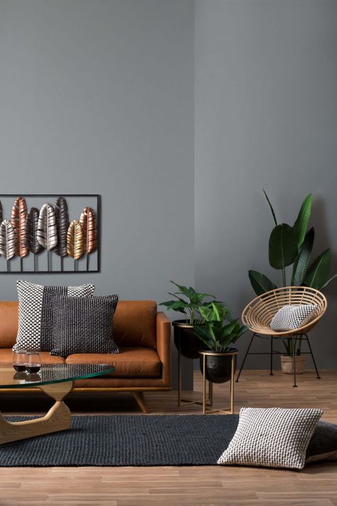 Modern Bohemian Living Room, Leather Couches Living Room, Modern Boho Living Room, 아파트 인테리어, Bohemian Living Room, Living Room Colors, Boho Living Room, Living Room Inspo, Living Room Grey