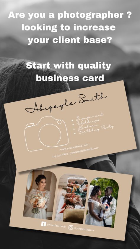 Are you a photographer looking for a unique and professional business card design? Look no further than my Photography Business Card Template! This Canva template features a boho-inspired design with a horizontal layout, perfect for showcasing your wedding photography skills. Photography Business Card Template, Photographer business card design, Canva Template, Boho Business Card, wedding Photographer Photography Discount Ideas, Photography Buisness Cards, Photography Business Cards Creative, Wedding Photographer Business Cards, Photographer Business Card Design, Business Card Photographer, Boho Business, Photography Business Cards Template, Business Aesthetic