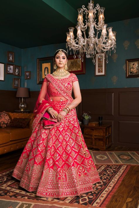 Zari Lehenga, Lehenga With Price, Lehenga Shopping, Bright Outfit, Indian Outfits Lehenga, Designer Bridal Lehenga, Indian Wedding Planning, Red Lehenga, Pinkish Red