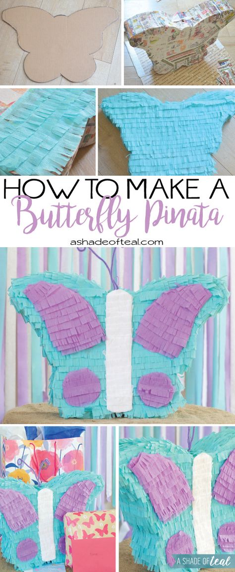 Diy Butterfly Pinata, Butterfly Birthday Activities, Butterfly Birthday Ideas, Butterfly Pinata, Butterfly Birthday Party Ideas, Butterfly Party Ideas, Butterfly Themed Birthday Party, 4de Verjaardag, Butterfly Garden Party