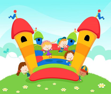 Jumping Castle. Group of children jumping on a bouncy castle , #sponsored, #Group, #Castle, #Jumping, #children, #castle #ad Castle Birthday Party, Castle Vector, Jumping Castle, Castle Illustration, Food Logo Design, Bouncy Castle, Birthday Party Supplies, Cornwall