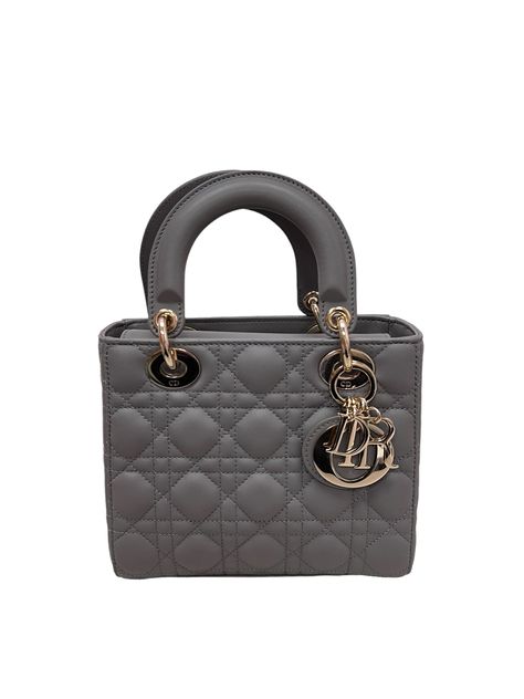 Christian Dior / Dior Christian Dior Lady Dior Badges Small Matte Grey Lambskin LGHW SKC1686 Dior Monogram, Dior And I, Small Lady, Maria Grazia Chiuri, Grey Material, Raf Simons, John Galliano, Jacquard Fabric, Quilted Leather