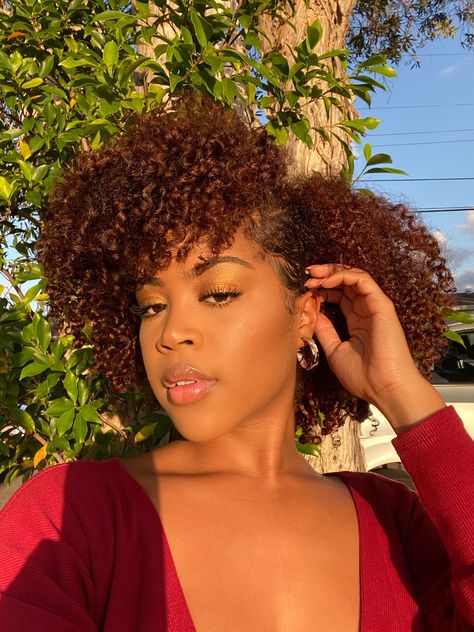 Copper Brown Hair Black Women Natural, Honey Copper Brown Hair, Copper Hair On Black Women Natural Short, Copper Brown Natural Hair, Copper Hair Natural, Copper Brown Hair Black Women, Brown Natural Hair, Copper Brown, Copper Brown Hair Color