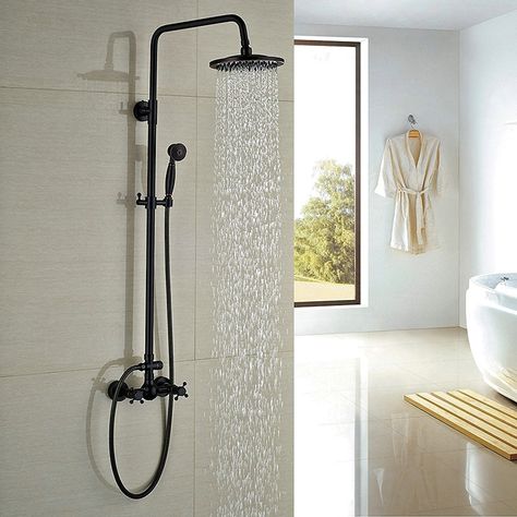 Shop for Antique Style Shower Faucet Black Spray Paint Bathroom Shower Faucet at Homelava.com with the lowest price and top service! Oil Rubbed Bronze Shower, Bathroom Shower Faucets, Gold Shower, Shower Units, Brass Shower, Shower Faucet Sets, Bath Shower Mixer, Shower Mixer, Rainfall Shower Head