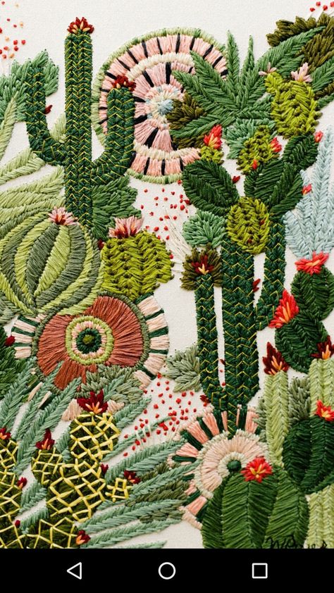 Cactus Embroidery Designs, Arizona Embroidery, Cacti Embroidery, Embroidery Cactus, Couching Embroidery, Embroidered Cactus, Cactus Embroidery, Textile Art Embroidery, Needlepoint Stitches