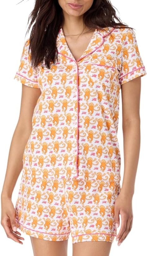 Zelbuck Womens Pajamas Set Trendy 2 Piece Button Down Monkey Bunny Shorts Set Y2k Roller Dupes Rabbit Preppy Loungewear Pjs at Amazon Women’s Clothing store Monkey Pajamas, Monkey Print, Roller Rabbit, Set Outfits, Y2k Clothes, Womens Pyjama Sets, Print Pajamas, Pajamas Set, Pajama Set Women