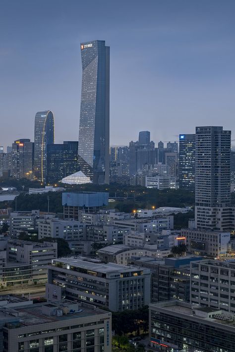 Morphosis' Shenzhen skyscraper sets world record with detached core | News | Archinect Wooden Skyscraper, Shenzhen City, Grand Plaza, Office Tower, Century City, Shenzhen China, Zaha Hadid Architects, Commercial Architecture, Chinese Architecture