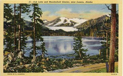 Vintage Travel Postcards -  Mendenhall Glacier Juneau Alaska Alaska Postcard, Mendenhall Glacier, Alaska Photos, Vintage Alaska, Vintage Postcards Travel, Juneau Alaska, Landscape Quilt, Postcard Art, Scenic Views