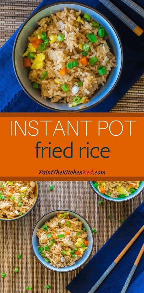 Quick and easy, this Instant Pot Fried Rice recipe calls for frozen vegetables, Jasmine rice, soy sauce, and ingredients you probably have on hand and requires minimal prep work.  Omit the oyster sauce and eggs to make it vegetarian or add some chicken or shrimp to make it a pressure cooker one-pot meal! #instantpot #friedrice #chinese #rice #asian via @paintkitchenred Instant Pot Fried Rice, Fish Indian, Cooking Spaghetti, Cooking Fish, Arroz Frito, Easy Instant Pot Recipes, Instant Pot Dinner Recipes, Fried Rice Recipe, Jasmine Rice