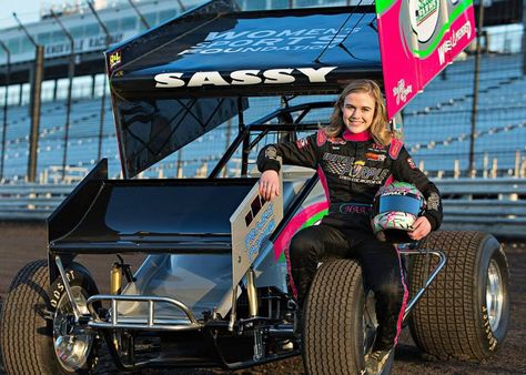 With the racecar *pictured: McKenna Hasse* Racing Photoshoot, Graduate Pictures, Female Race Car Driver, Female Racers, Outlaw Racing, Car Shoot, Dirt Track Cars, Women Drivers, Sprint Car Racing