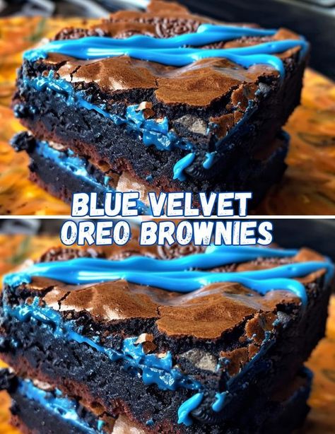 Cooking Crust Blue Velvet Brownies, Brownies With Cookies, Oreo Truffle, Velvet Brownies, Oreo Brownies, Oreo Truffles, Brownie Recipe, Brownie Recipes, Cookies And Cream