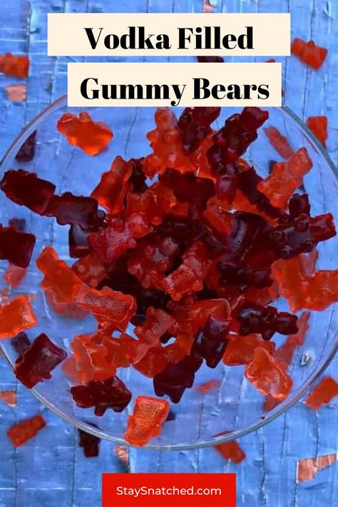 Alcohol Vodka Filled Gummy Bear Shots are the perfect drunken candy treat that has been molded and infused with liquor and alcohol, a great alternative to vodka soaked gummy bears. Perfect for Jell-O shots, parties, and events. Vodka Gummy Bears Recipe, Alcohol Gummy Bears, Drunken Gummy Bears, Gummy Bear Shots, Gummy Bears Recipe, Vodka Gummy Bears, Jello Shots Vodka, How To Make Vodka, Homemade Alcohol