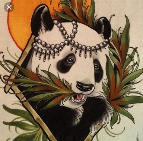 Panda Bear Tattoos, Sketch Style Tattoos, Panda Illustration, Panda Tattoo, Bear Tattoos, Zodiac Tattoo, Tattoo Designs For Girls, New School Tattoo, Neo Traditional