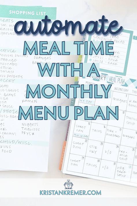 Transform your mealtime routine by mastering monthly menu planning and automation. Say goodbye to daily meal decisions and hello to stress-free dining. Get started today! Month Dinner Calendar, Monthly Menu Planner, Monthly Menu, Meal Planning App, Functional Planning, Monthly Meal Planning, Ultimate Planner, Savings Strategy, Menu Plan