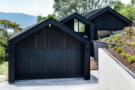 Black Gables - DCA Architects of Transformation | ArchiPro Alpine House, Black Houses, Gable House, Contemporary Barn, Timber Cladding, Facade House, The Environment, Barn House, House Designs Exterior