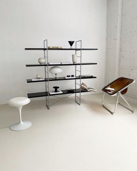 façon on Instagram: "SOLD - ‘Enetri’ shelf designed by Niels Gammelgaard for Ikea A re-issue of the iconic ‘Moment’ shelves, produced by Ikea in the 1980s, this unit shares all of the same design details, lightweight construction and simple utilitarian style 170 cm length, 30 cm width, 158,5 cm height DM for details ———- #interiordesign #vintagefurniture #vintageinterior #vintagedecor #montreal #80sdesign #minimalist #midcentury #vintageshelf #architecturaldigest #vogueinteriors #design #el Bauhaus Interior Design, Niels Gammelgaard, Ikea Vintage, Bauhaus Interior, Minimalist Furniture Design, Ikea Design, Deco Studio, Ikea Shelves, Retro Interior