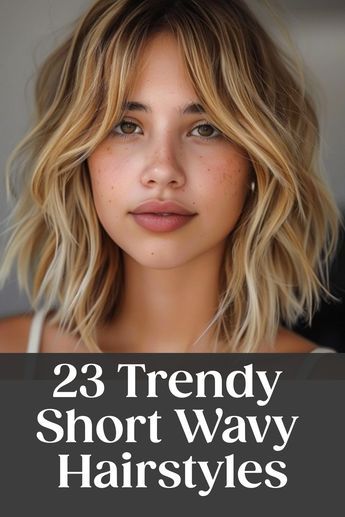 Discover the versatility of short wavy hair with these chic and trendy short wavy hairstyles for women. Whether you're looking for a low-maintenance cut or a style that exudes effortless glamour, these short wavy haircuts are perfect for any occasion. Embrace your natural texture with a playful bob or add some layers for extra volume and movement. From tousled beach waves to sleek and polished looks, there's a short wavy hairstyle out there waiting for you to try. Haircut For Beach Waves, Textured Waves Short Hair, Shoulder Length Hair Beach Waves, Hairstyles For Shoulder Length Wavy Hair, Beach Wave Shoulder Length Hair, Shoulder Length Haircut With Layers Wavy, Textured Wavy Bob, Short Hair Styles Wavy Hair, Short Wavy Hairstyle Women