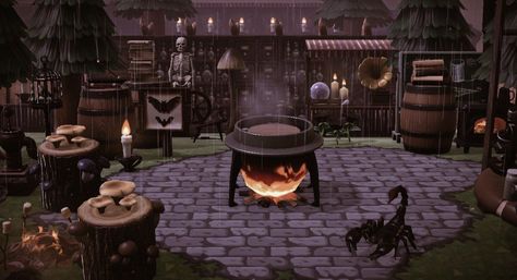 Witch House Exterior, Acnh Halloween Island Ideas, Acnh Witchy, Acnh Spooky, Cottagecore Animal Crossing, Witch Hut, Dark Cottage Core, Acnh Inspiration, Witch Core