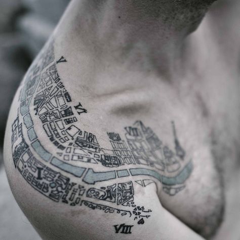 Tattoo of City Map of Paris from 1910 Topography Tattoos, Map Tattoo, Paris Tattoo, Tattoo Board, Map Tattoos, Mushroom Tattoos, Human Canvas, Pantomime, Paris Map