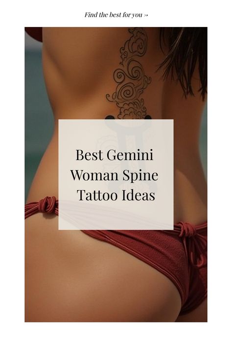 Best Gemini Woman Spine Tattoo Ideas Gemini Tattoo Ideas Unique, Gemini Tattoo For Women, Gemini Women, Women's Shoulder Tattoo, Spine Tattoo Ideas, Gemini Symbol, Rib Tattoos For Women, Tattoo Concepts, Women Tattoos