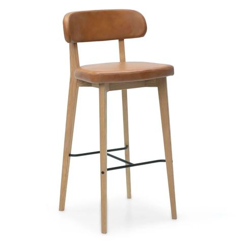 AllModern Mads Solid Wood Bar Stool | Wayfair Classic Bar Stools, Look Back At It, Oak Bar, Oak Bed Frame, Oak Bar Stools, Kitchen Goals, Oak Nightstand, Rattan Side Table, Contemporary Bar Stools