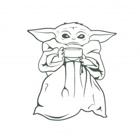 Grogu Tattoo, Drawing Star Wars, Yorkie Painting, Yoda Drawing, Child Png, Png Star, Yoda Sticker, Yoda Svg, Star Wars Cartoon